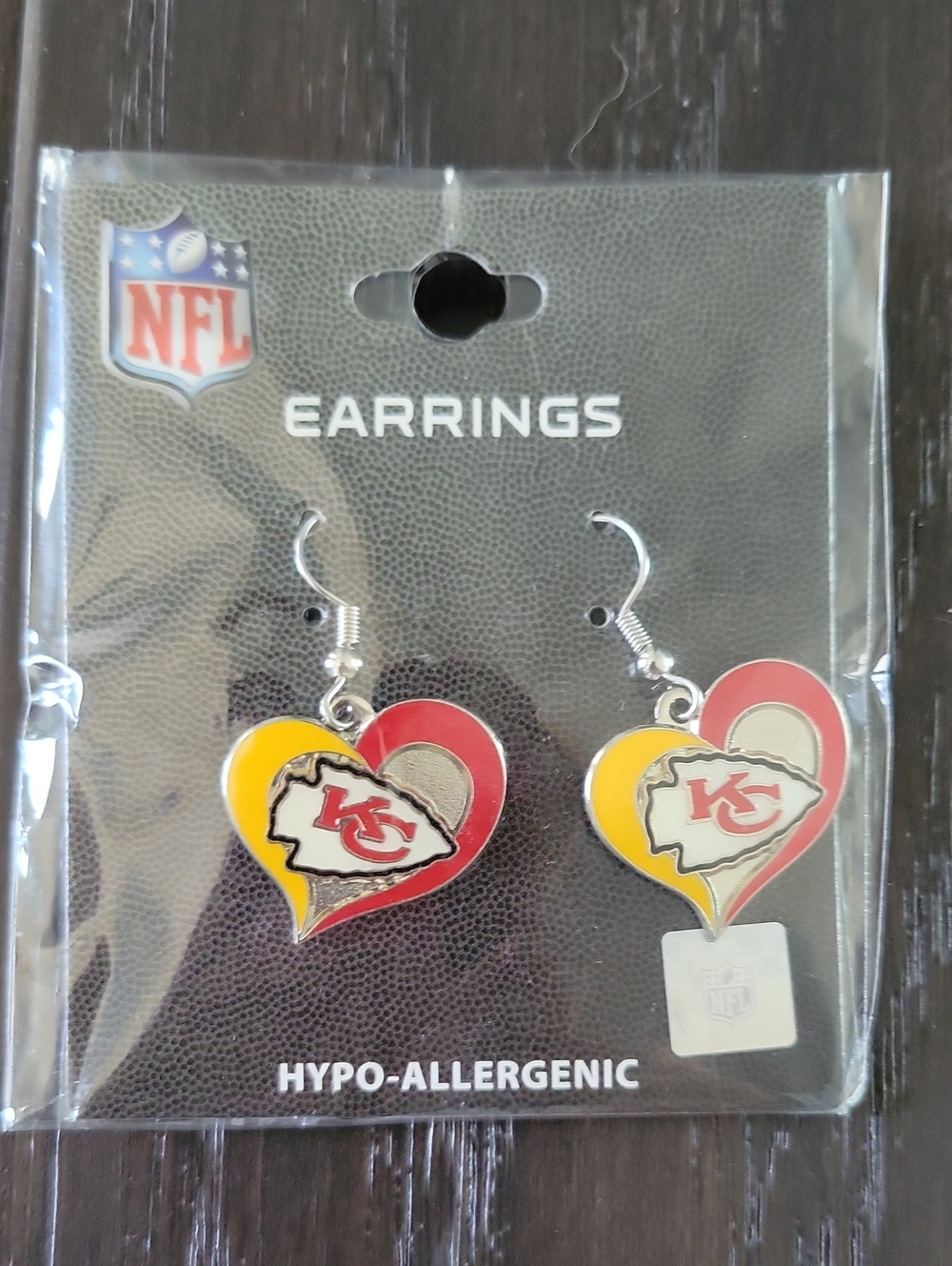 NFL Kansas City Chiefs Heart Logo Earrings - Red & Yellow